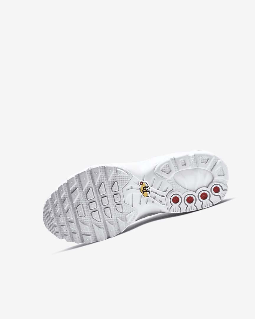 White / Metal Silver / White Nike Air Max Plus Girls' Sneakers | CA_5599