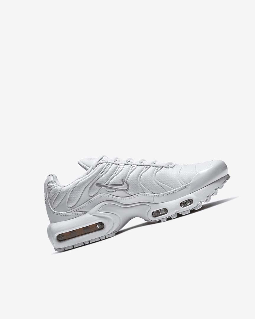 White / Metal Silver / White Nike Air Max Plus Girls' Sneakers | CA_5599