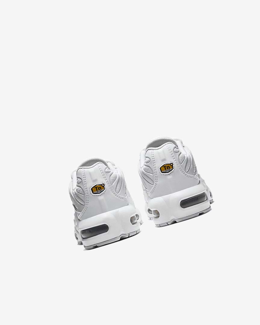 White / Metal Silver / White Nike Air Max Plus Girls' Sneakers | CA_5599