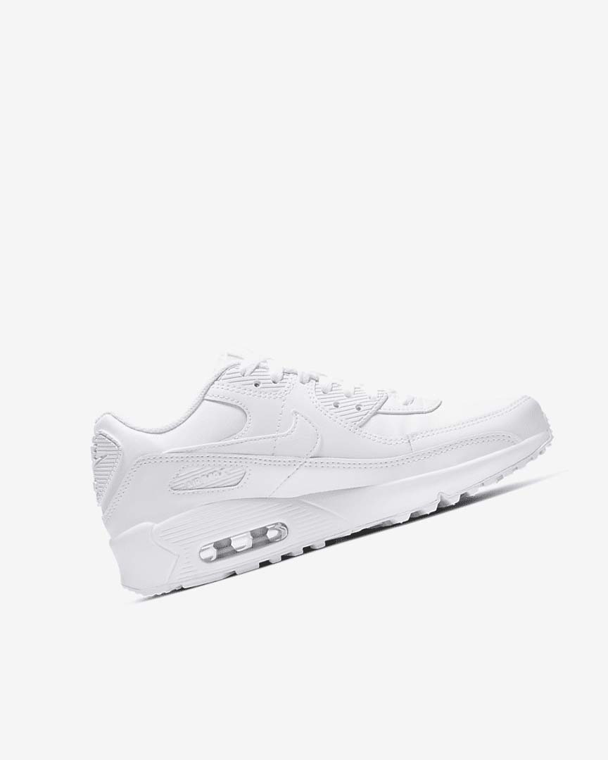 White / Metal Silver / White / White Nike Air Max 90 LTR Girls' Casual Shoes | CA_4839