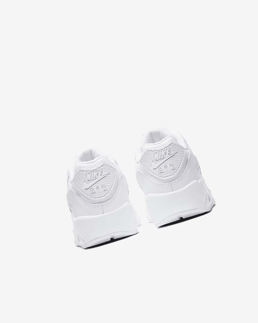 White / Metal Silver / White / White Nike Air Max 90 LTR Girls' Casual Shoes | CA_4839