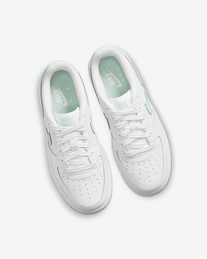 White / Mint Nike Air Force 1 Girls' Sneakers | CA_4747