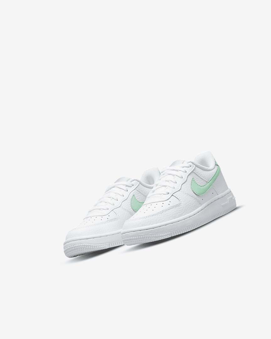 White / Mint Nike Force 1 Girls' Shoes | CA_5214