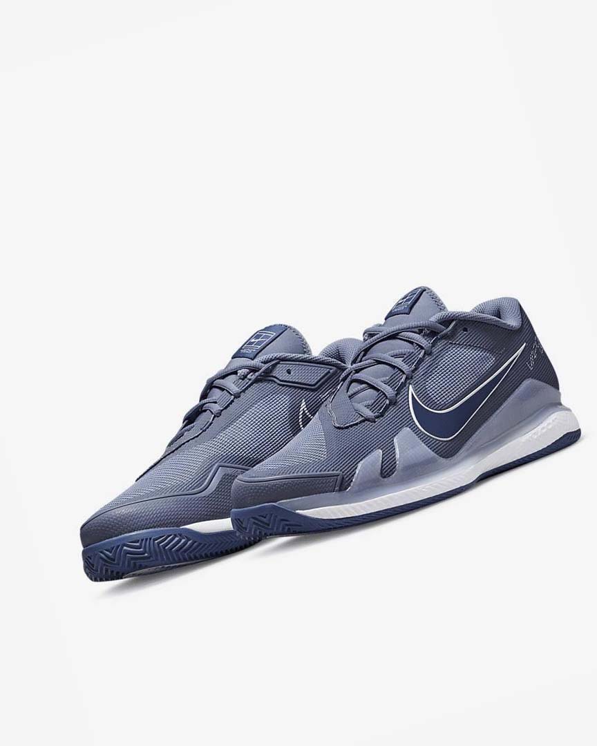 White / Navy Nike Court Air Zoom Vapor Pro Men's Tennis Shoes | CA_4853