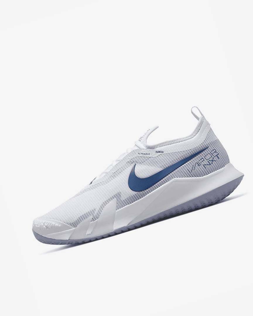 White / Navy Nike Court React Vapor NXT Men\'s Tennis Shoes | CA_3190