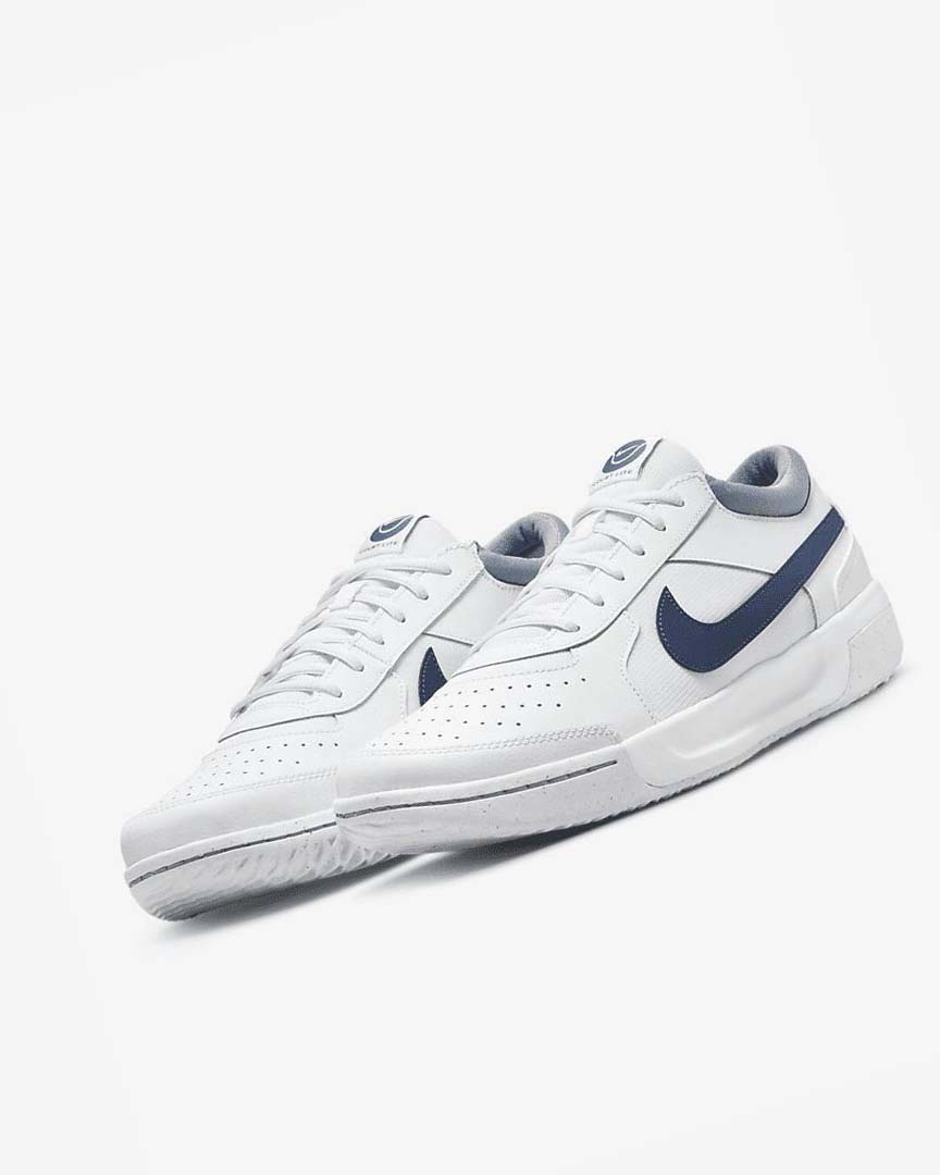 White / Navy Nike Court Zoom Lite 3 Men's Tennis Shoes | CA_5135