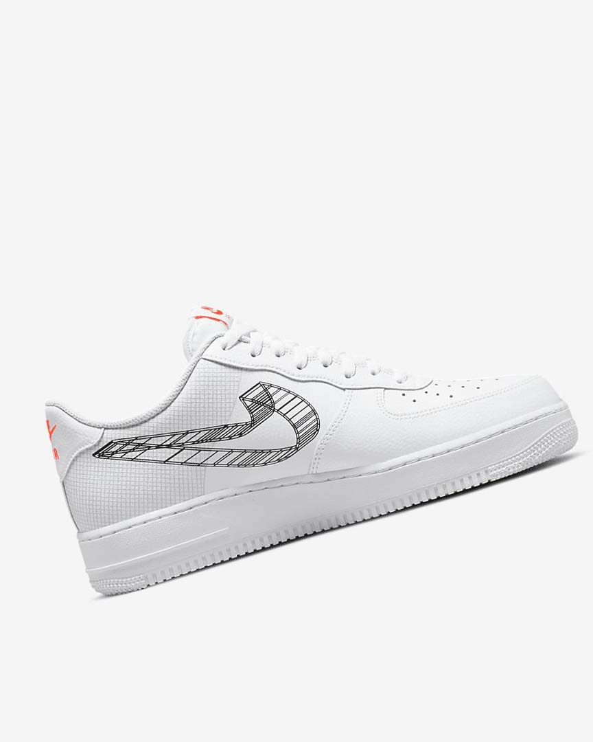 White / Orange / Platinum / Black Nike Air Force 1 '07 Men's Sneakers | CA_4987