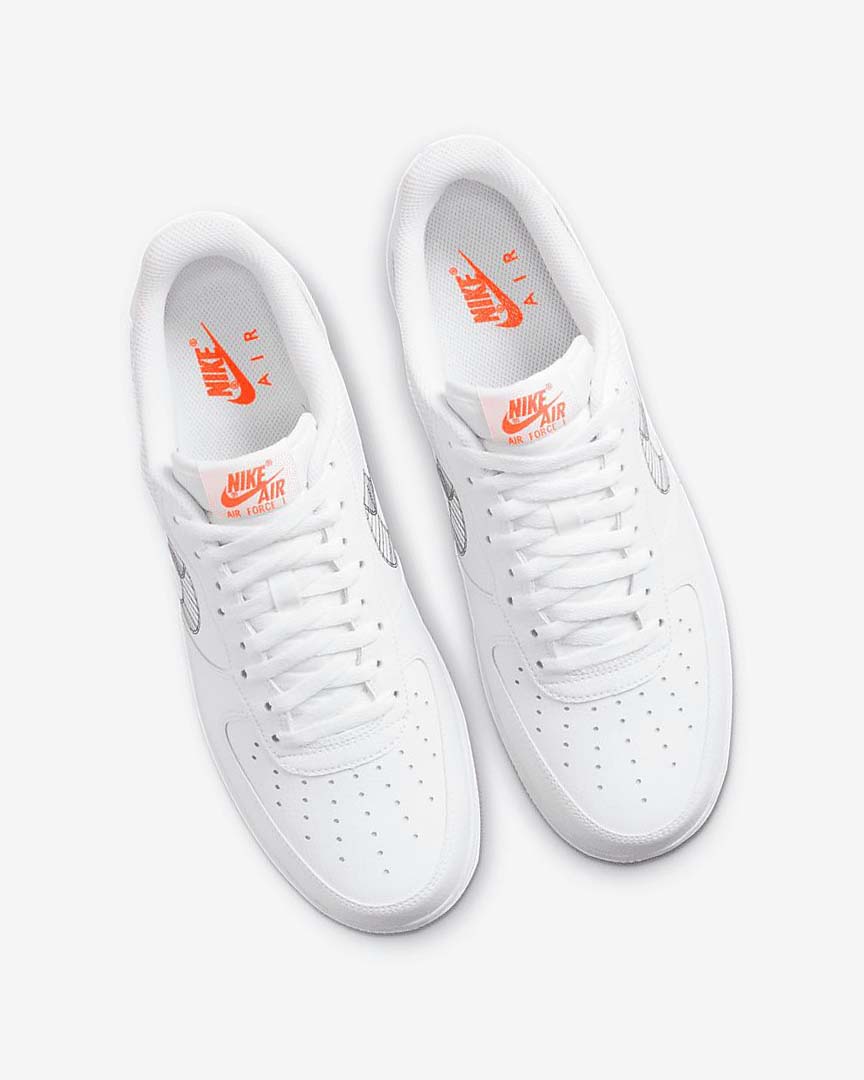 White / Orange / Platinum / Black Nike Air Force 1 '07 Men's Sneakers | CA_4987