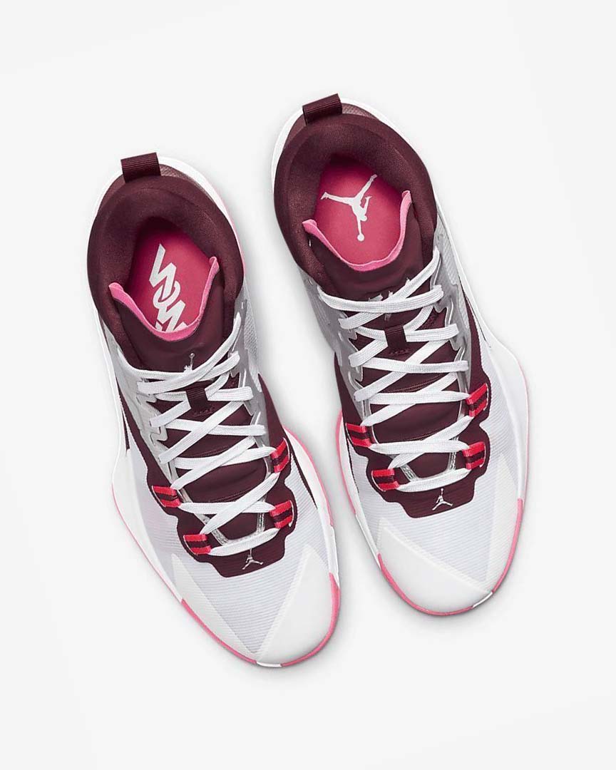 White / Pink / Burgundy Nike Zion 1 Men's Basketball Shoes | CA_2297
