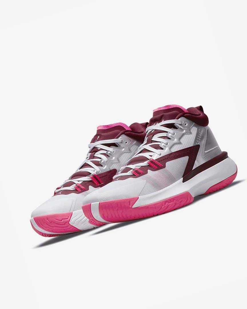 White / Pink / Burgundy Nike Zion 1 Men's Basketball Shoes | CA_2297