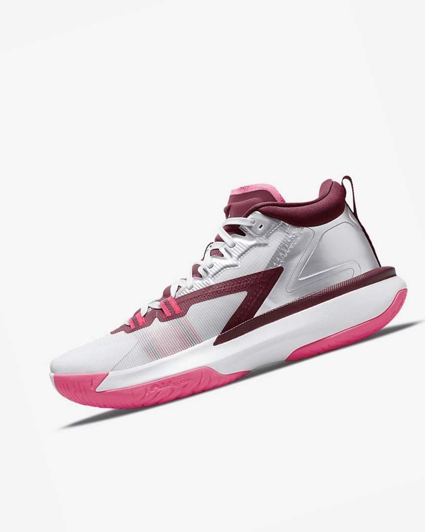White / Pink / Burgundy Nike Zion 1 Men\'s Basketball Shoes | CA_2297