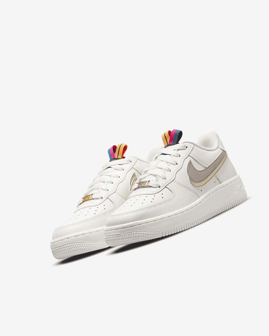 White / Pink / Metal Blue Grey Nike Air Force 1 LV8 Girls' Sneakers | CA_2269
