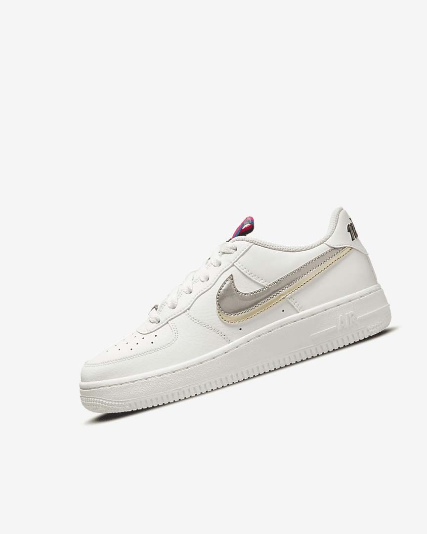 White / Pink / Metal Blue Grey Nike Air Force 1 LV8 Girls\' Sneakers | CA_2269