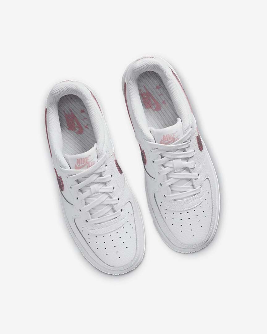 White / Pink Nike Air Force 1 Girls' Sneakers | CA_2694