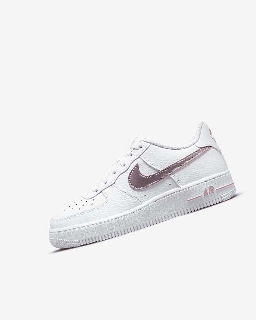 White / Pink Nike Air Force 1 Girls\' Sneakers | CA_2694