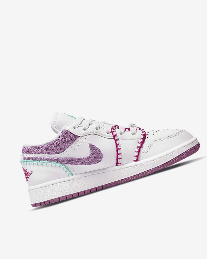 White / Pink / Turquoise / Light Burgundy Nike Air Jordan 1 Low SE Girls' Sneakers | CA_3195