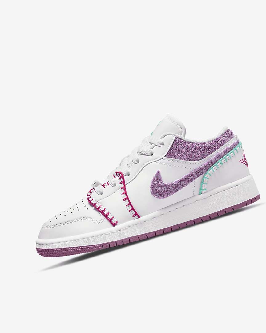 White / Pink / Turquoise / Light Burgundy Nike Air Jordan 1 Low SE Girls\' Sneakers | CA_3195