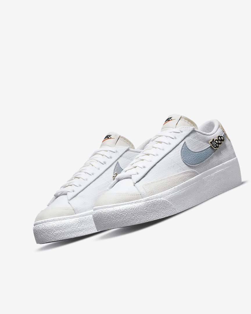 White / Pink / White / Blue Nike Blazer Low Platform Next Nature Women's Sneakers | CA_4614
