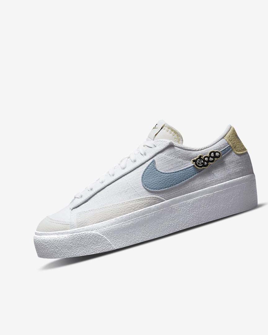 White / Pink / White / Blue Nike Blazer Low Platform Next Nature Women\'s Sneakers | CA_4614