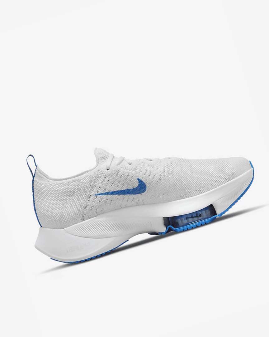 White / Platinum / Black / Blue Nike Air Zoom Tempo NEXT% Men's Running Shoes | CA_5209