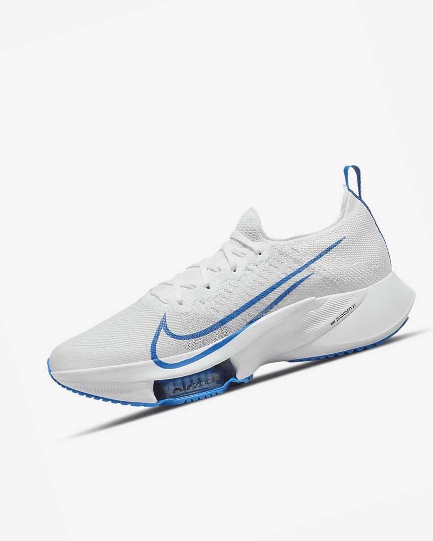 White / Platinum / Black / Blue Nike Air Zoom Tempo NEXT% Men\'s Running Shoes | CA_5209