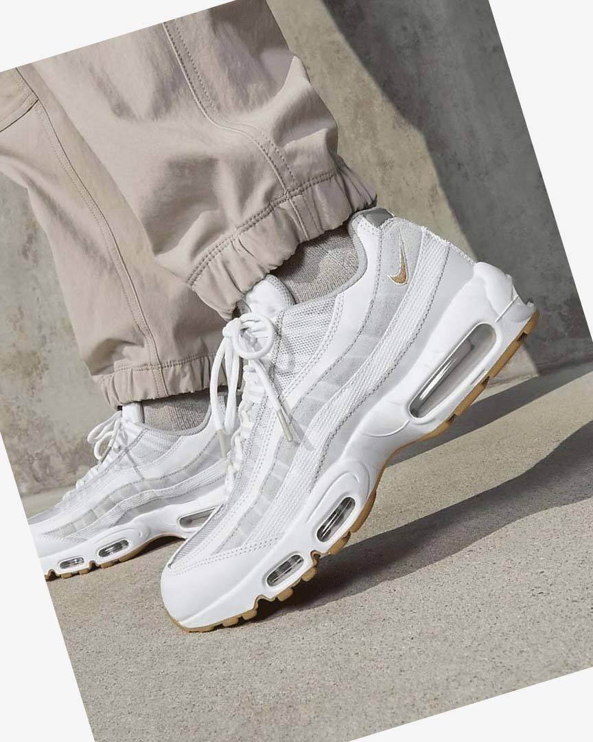 White / Platinum / Grey / Deep Yellow Nike Air Max 95 Men's Casual Shoes | CA_4915