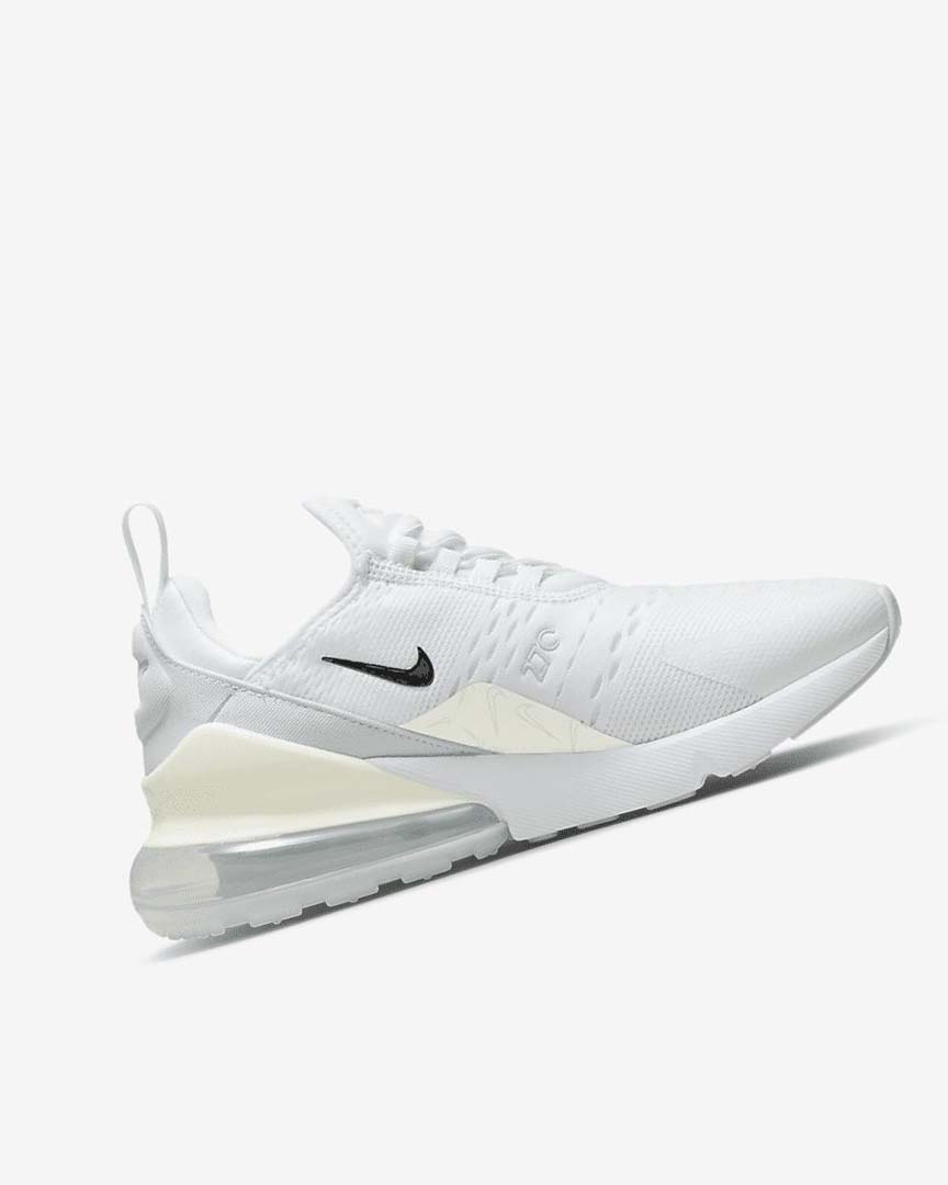 White / Platinum / Metal Silver Nike Air Max 270 Women's Casual Shoes | CA_4516
