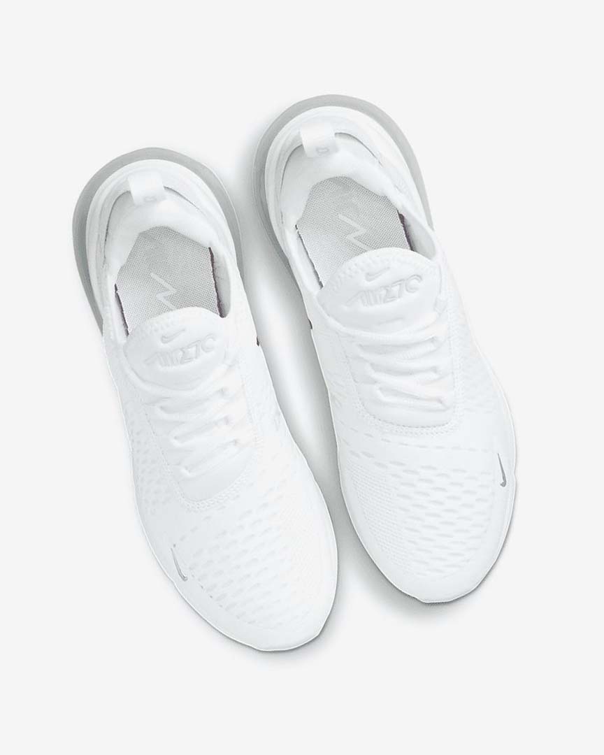 White / Platinum / Metal Silver Nike Air Max 270 Women's Casual Shoes | CA_4516