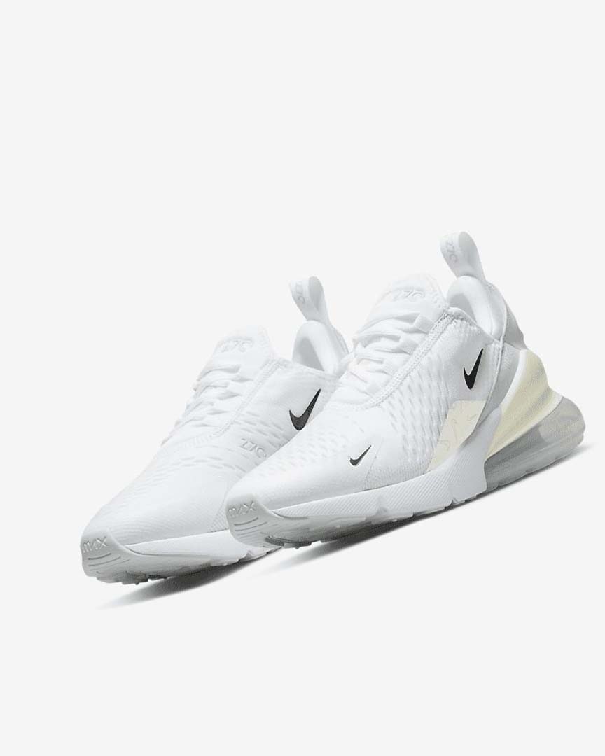 White / Platinum / Metal Silver Nike Air Max 270 Women's Casual Shoes | CA_4516