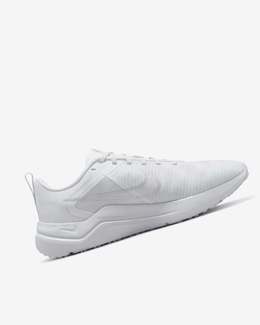 White / Platinum / Metal Silver Nike Downshifter 12 Women's Running Shoes | CA_4570