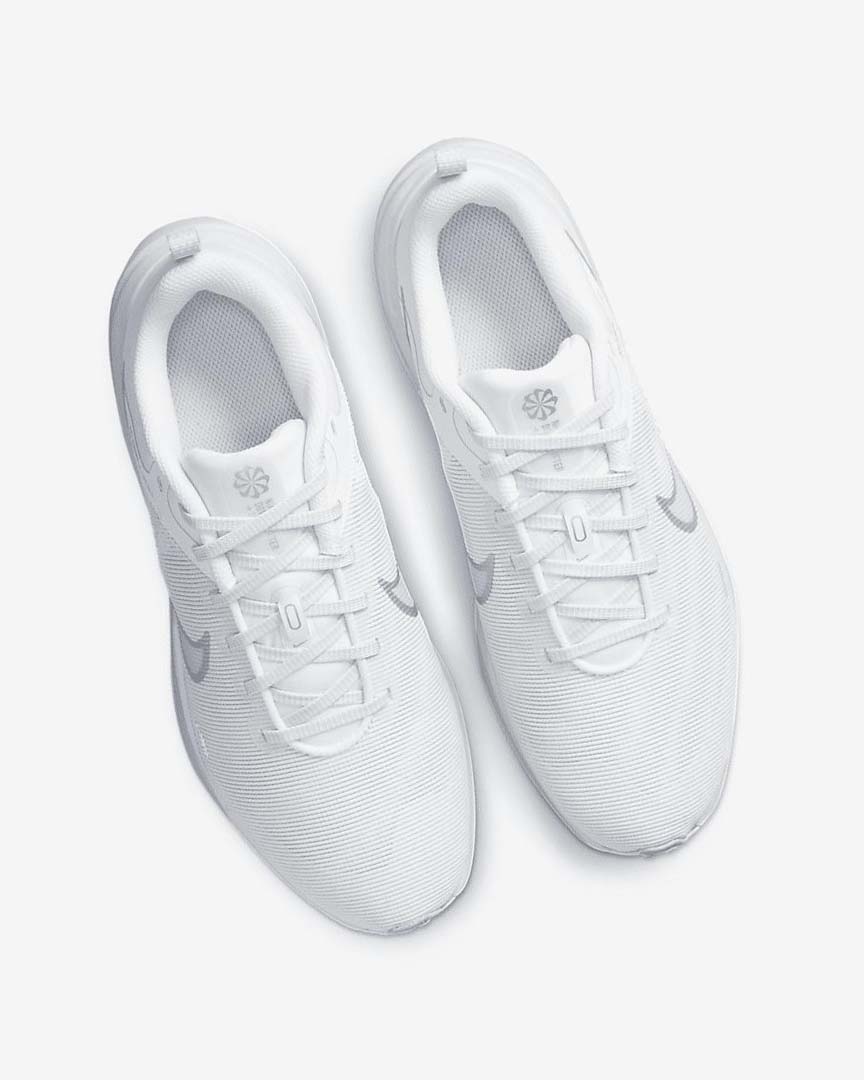 White / Platinum / Metal Silver Nike Downshifter 12 Women's Running Shoes | CA_4570
