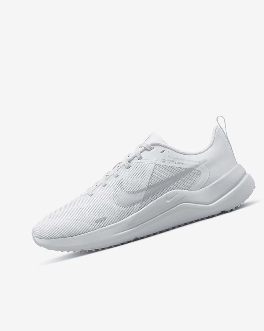 White / Platinum / Metal Silver Nike Downshifter 12 Women\'s Running Shoes | CA_4570