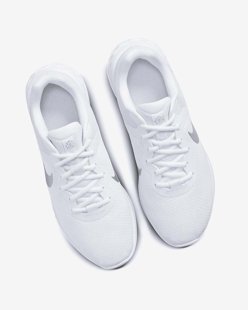 White / Platinum / Metal Silver Nike Revolution 6 Next Nature Women's Running Shoes | CA_5601