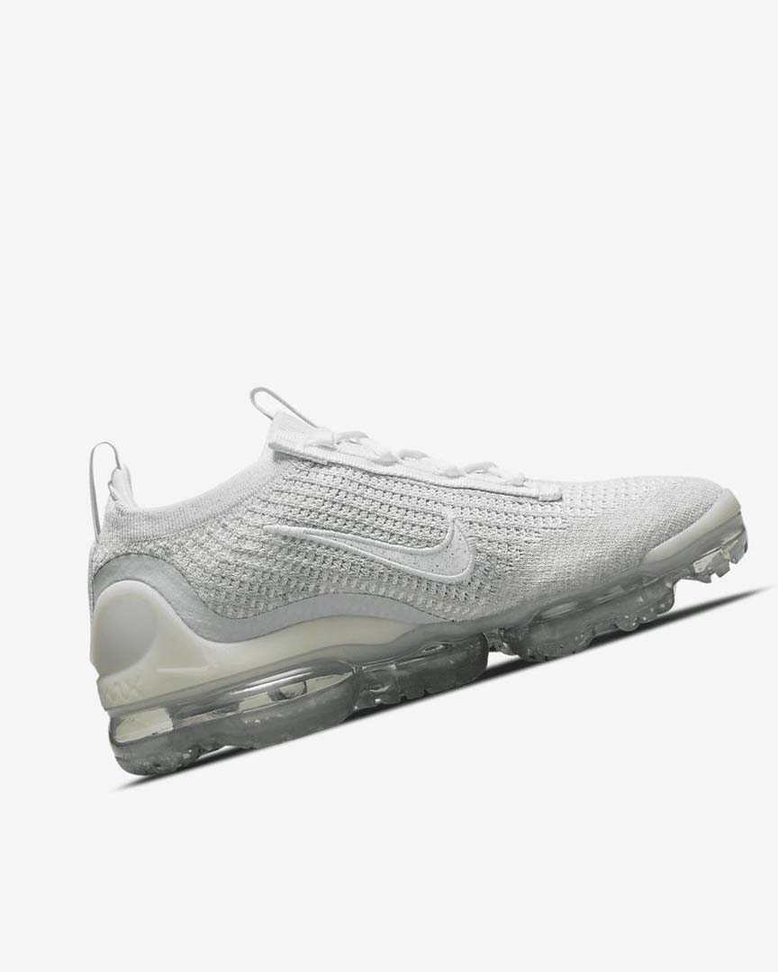 White / Platinum / Metal Silver / White Nike Air VaporMax 2021 FK Women's Sneakers | CA_5479