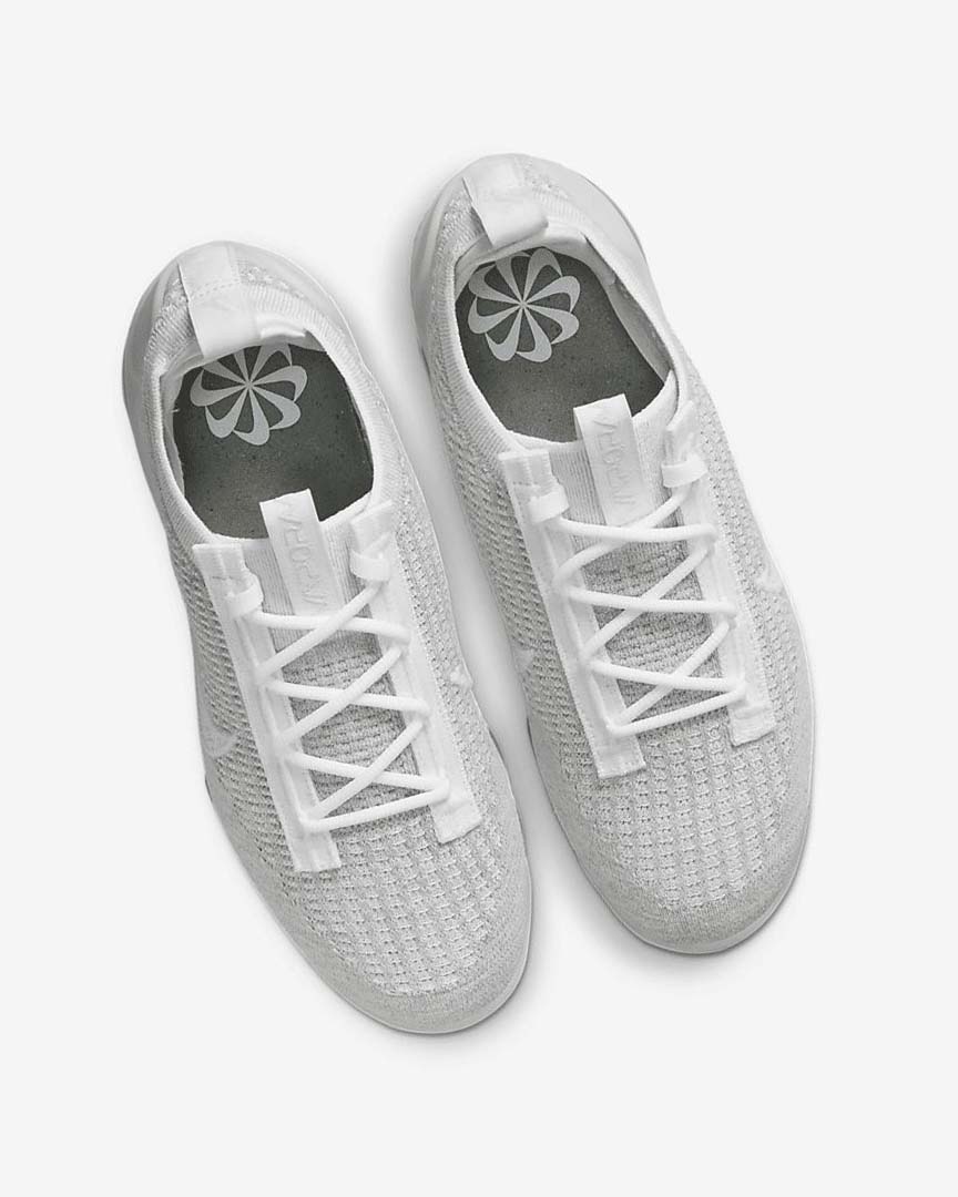 White / Platinum / Metal Silver / White Nike Air VaporMax 2021 FK Women's Sneakers | CA_5479