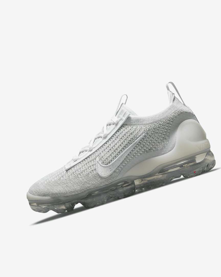White / Platinum / Metal Silver / White Nike Air VaporMax 2021 FK Women\'s Sneakers | CA_5479