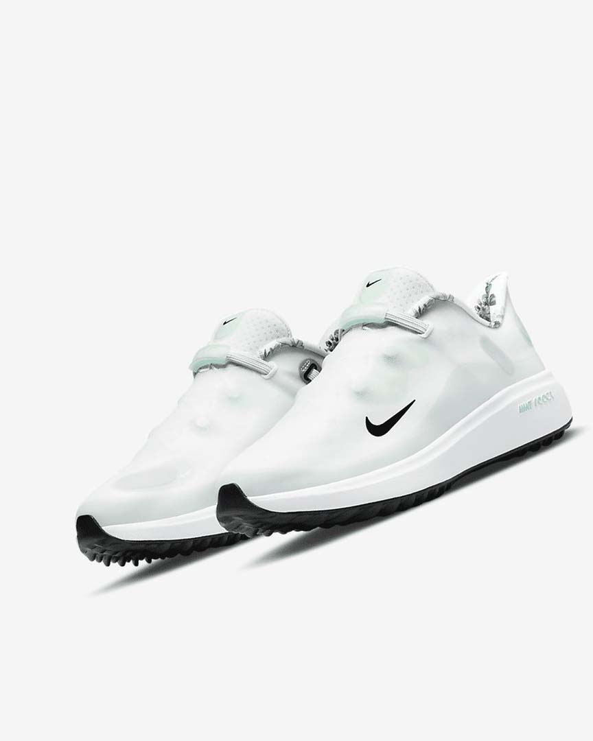 White / Platinum / Mint / Black Nike React Ace Tour Women's Golf Shoes | CA_5450
