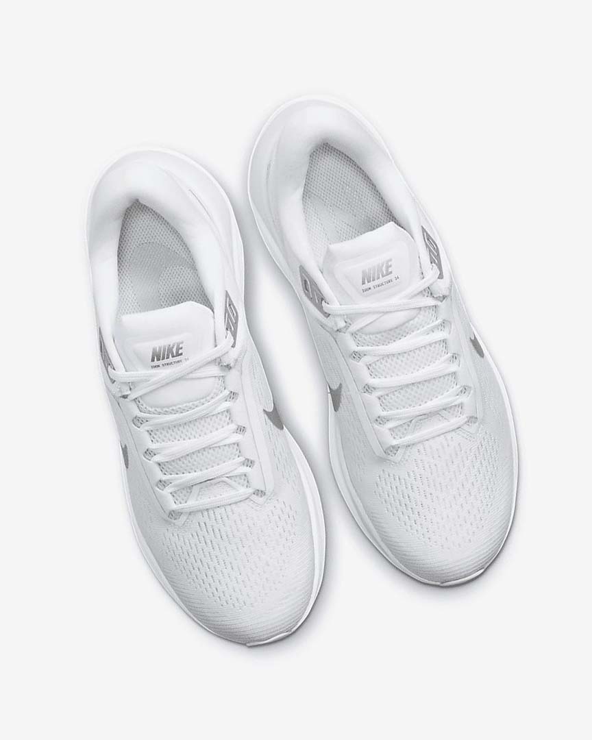 White / Platinum / Platinum / Metal Silver Nike Air Zoom Structure 24 Women's Running Shoes | CA_4642