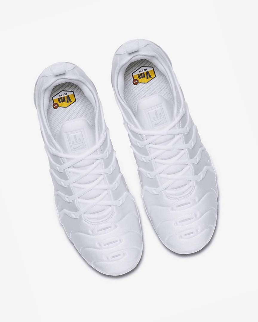 White / Platinum / White Nike Air VaporMax Plus Men's Sneakers | CA_5358