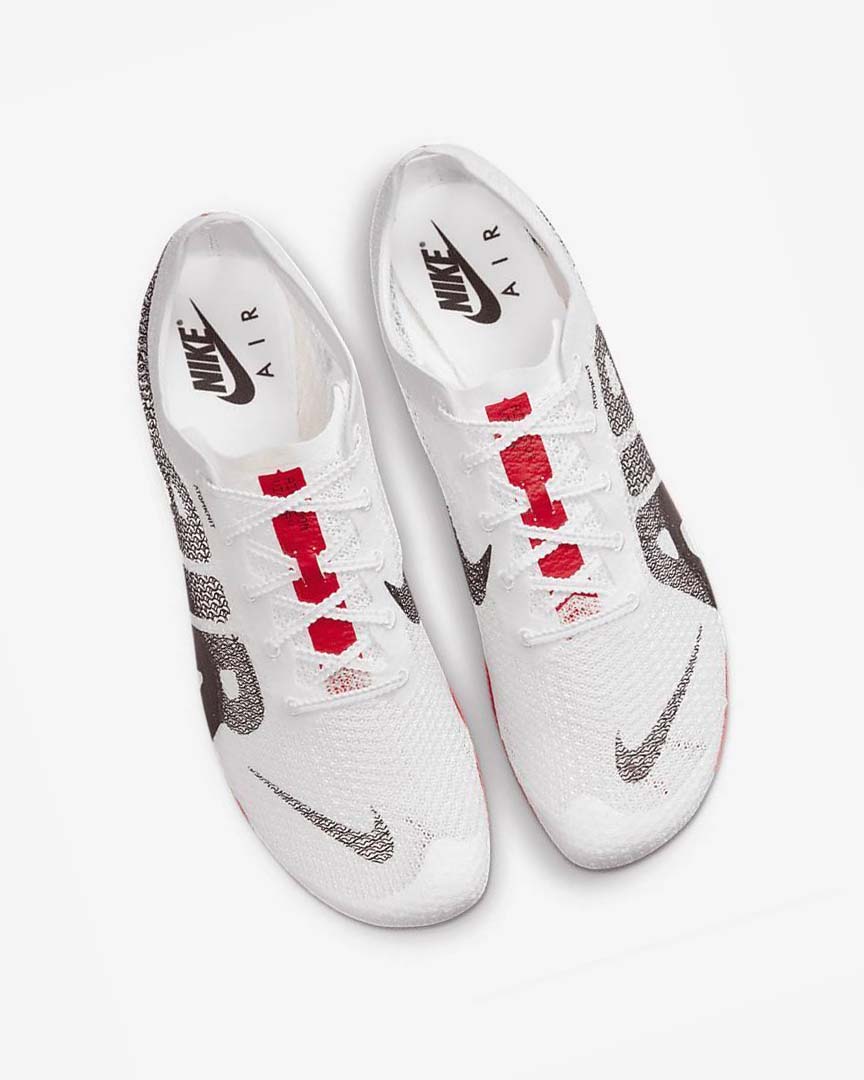 White / Red / Black Nike Air Zoom Victory More Uptempo Men's Spikes | CA_2986