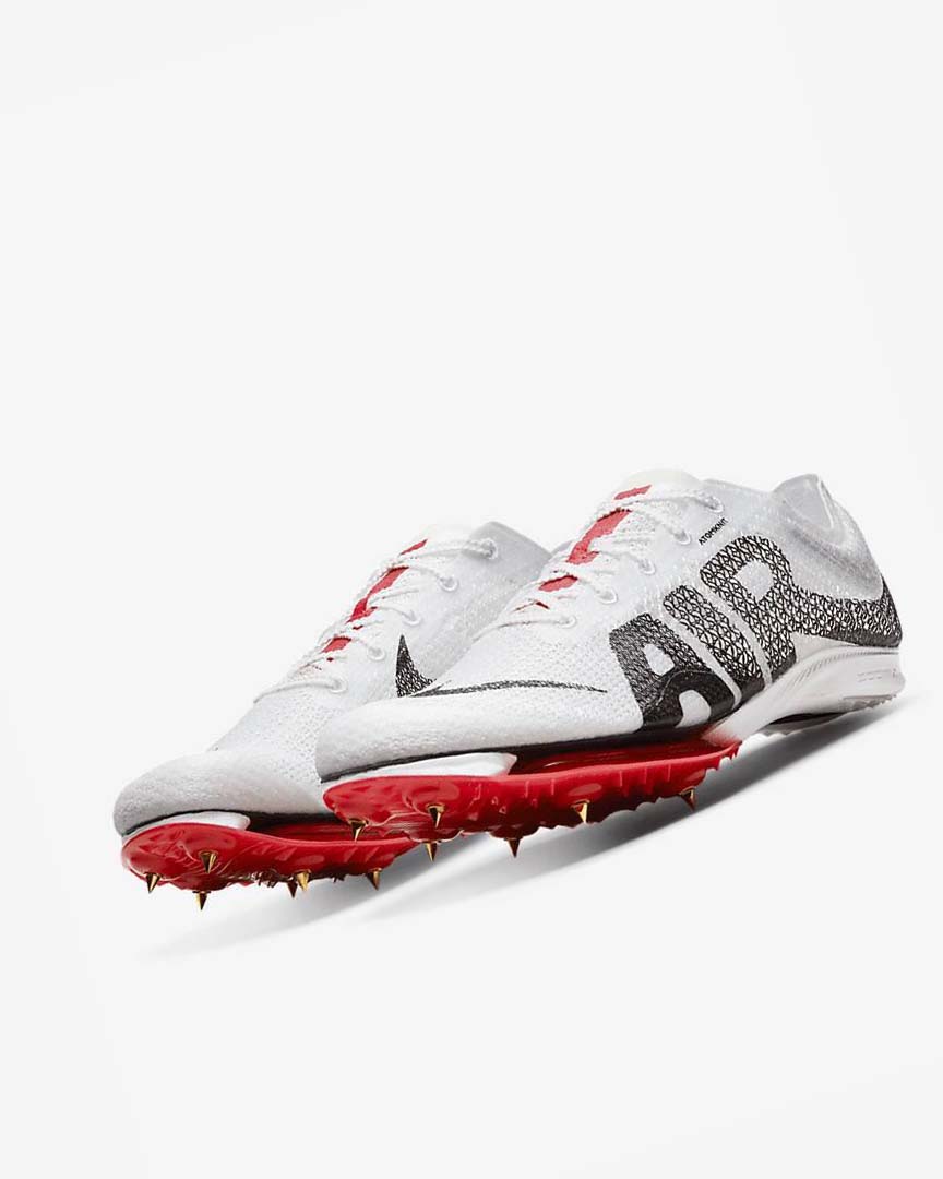 White / Red / Black Nike Air Zoom Victory More Uptempo Men's Spikes | CA_2986