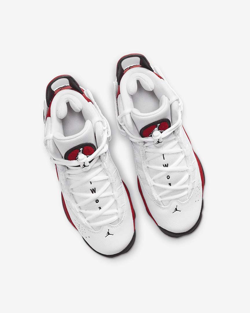 White / Red / Black Nike Jordan 6 Rings Boys' Basketball Shoes | CA_5134