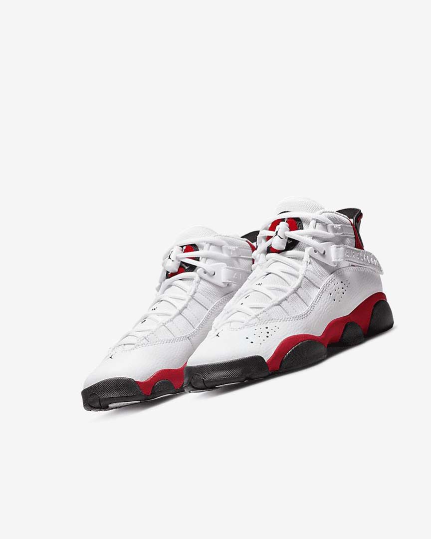 White / Red / Black Nike Jordan 6 Rings Boys' Basketball Shoes | CA_5134