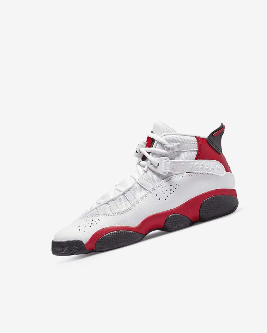 White / Red / Black Nike Jordan 6 Rings Boys\' Basketball Shoes | CA_5134
