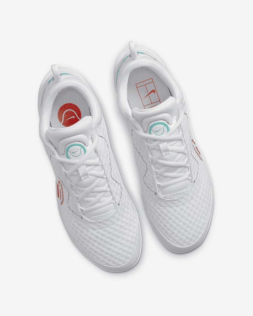 White / Red / Burgundy / Turquoise Nike Court Zoom Pro Women's Tennis Shoes | CA_2880
