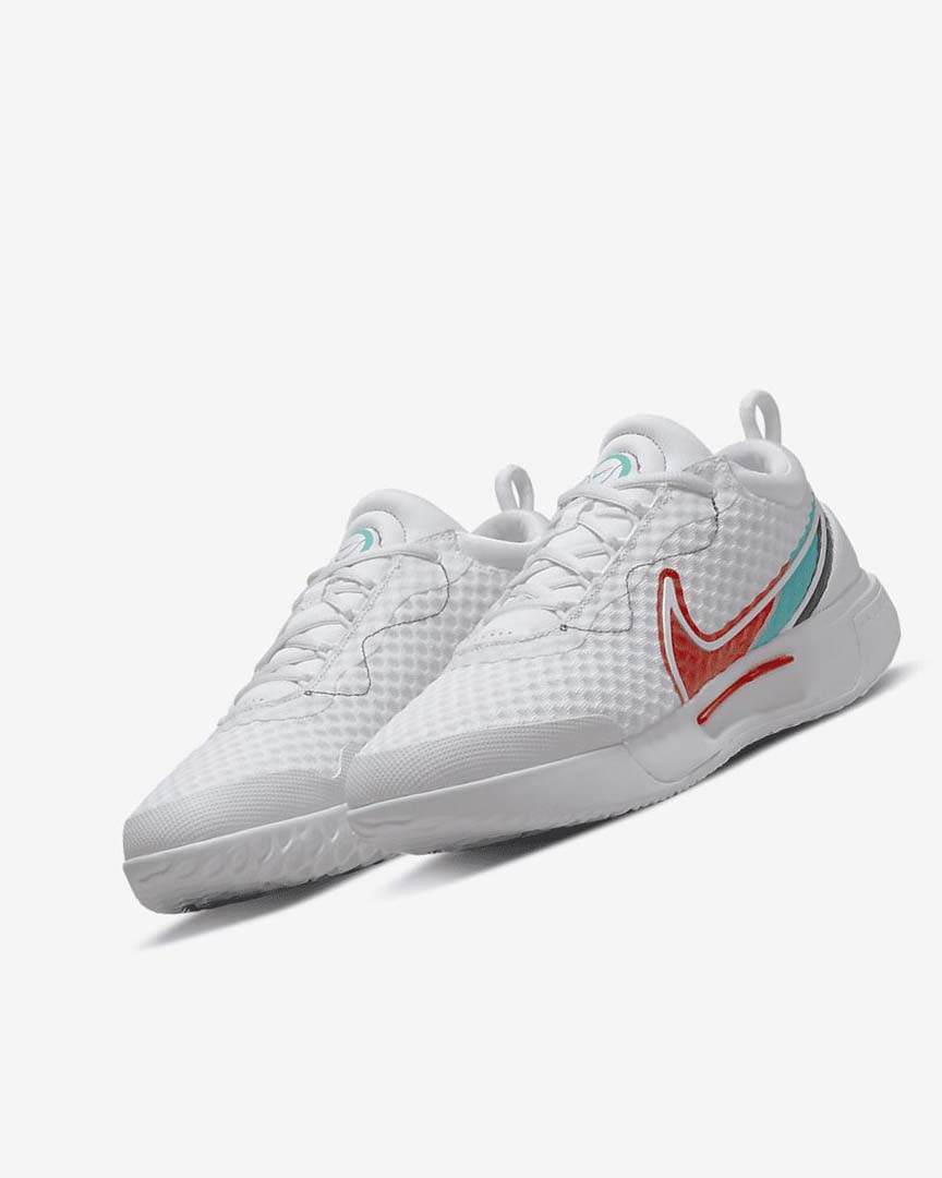 White / Red / Burgundy / Turquoise Nike Court Zoom Pro Women's Tennis Shoes | CA_2880
