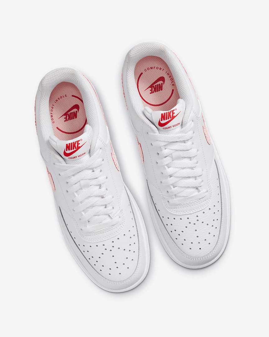 White / Red Nike Court Vision LO Women's Sneakers | CA_5473