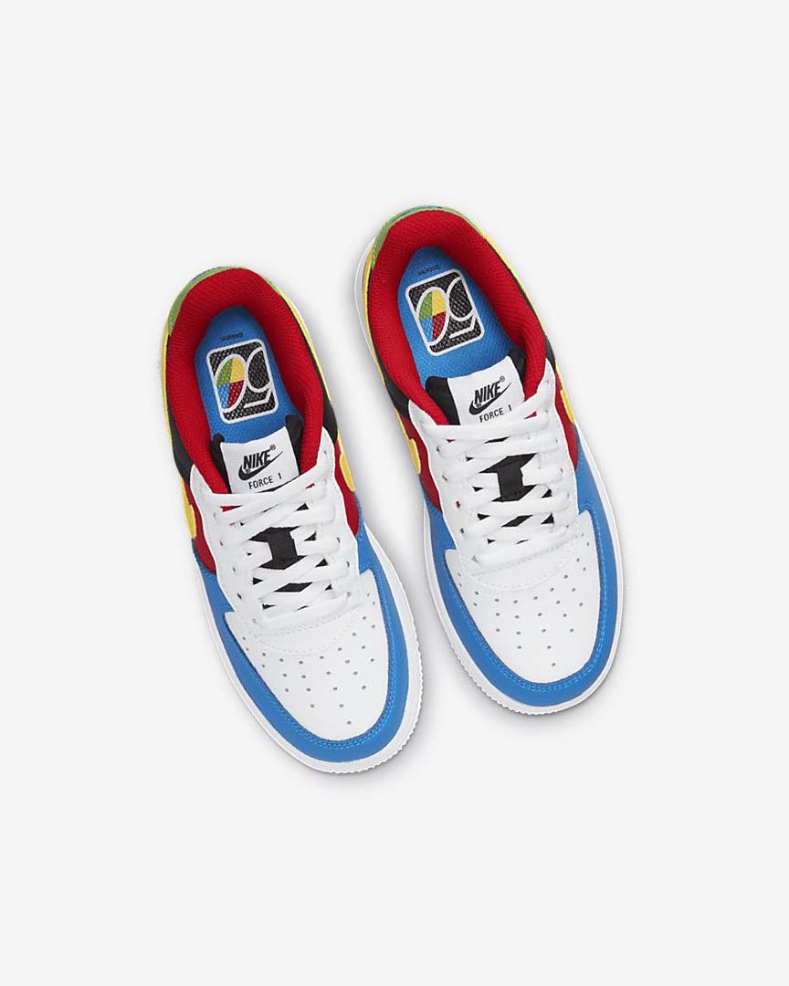 White / Red / Royal / Gold Nike Force 1 LV8 Girls' Shoes | CA_2935