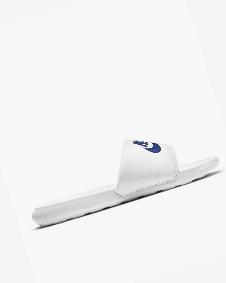 White / Royal Nike Victori One Men's Slides | CA_1156
