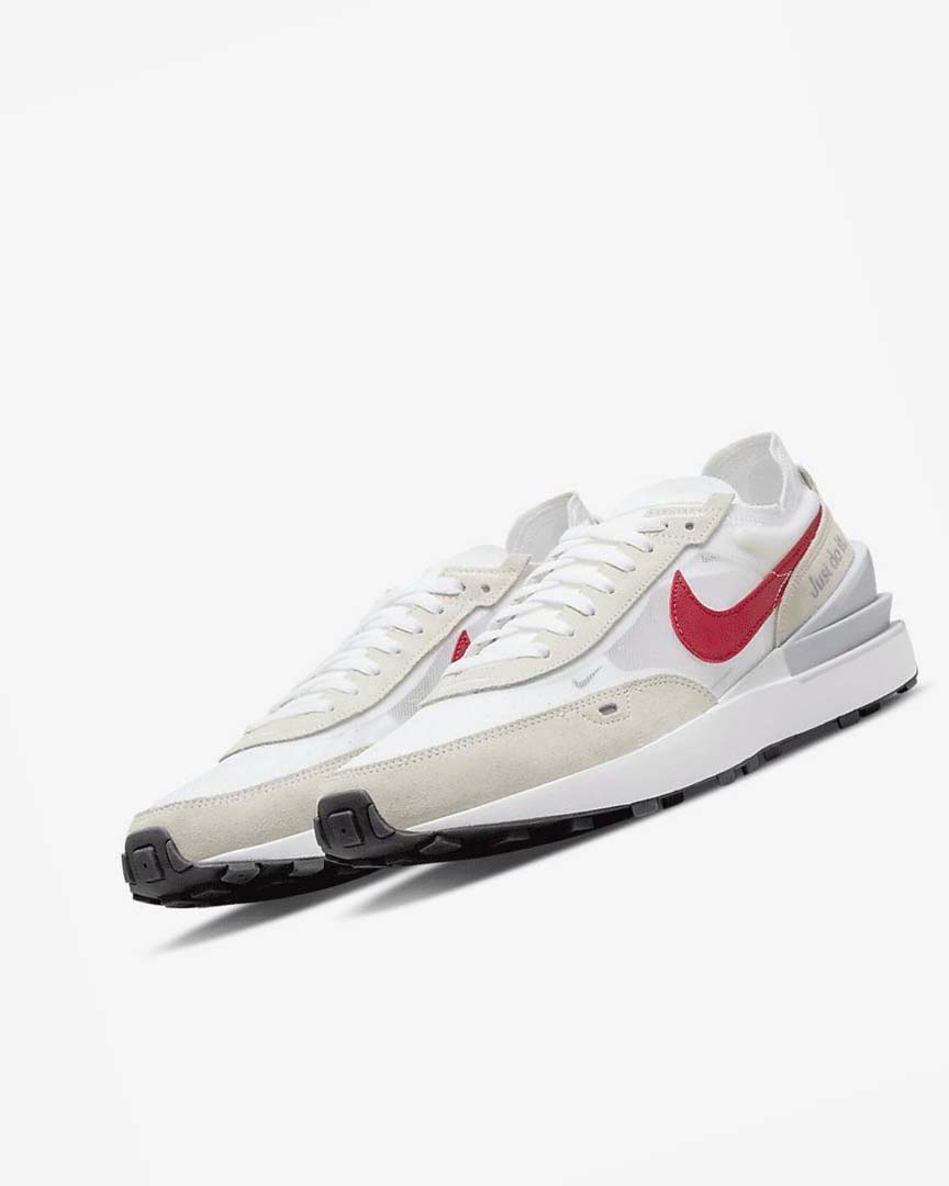 White / Silver / Red Nike Waffle One Men's Sneakers | CA_5256